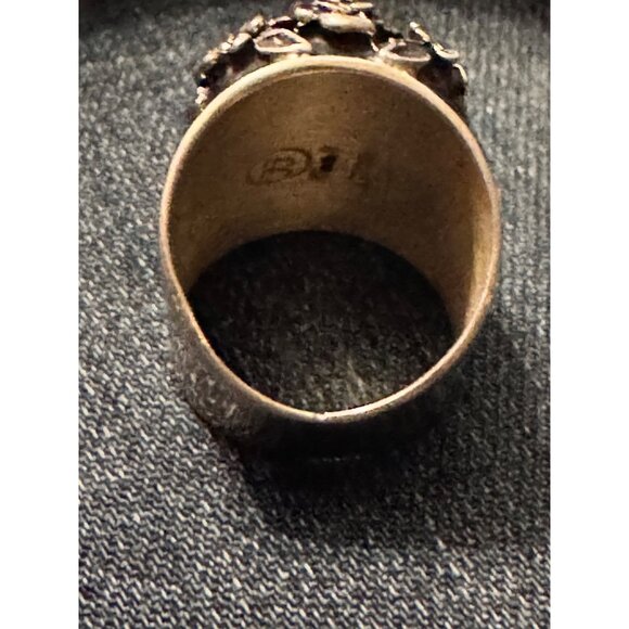 Sterling Silver 925 Día de los Muertos Sugar Skull Ring JJ Size 9 1/2 19.83g - Picture 10 of 14